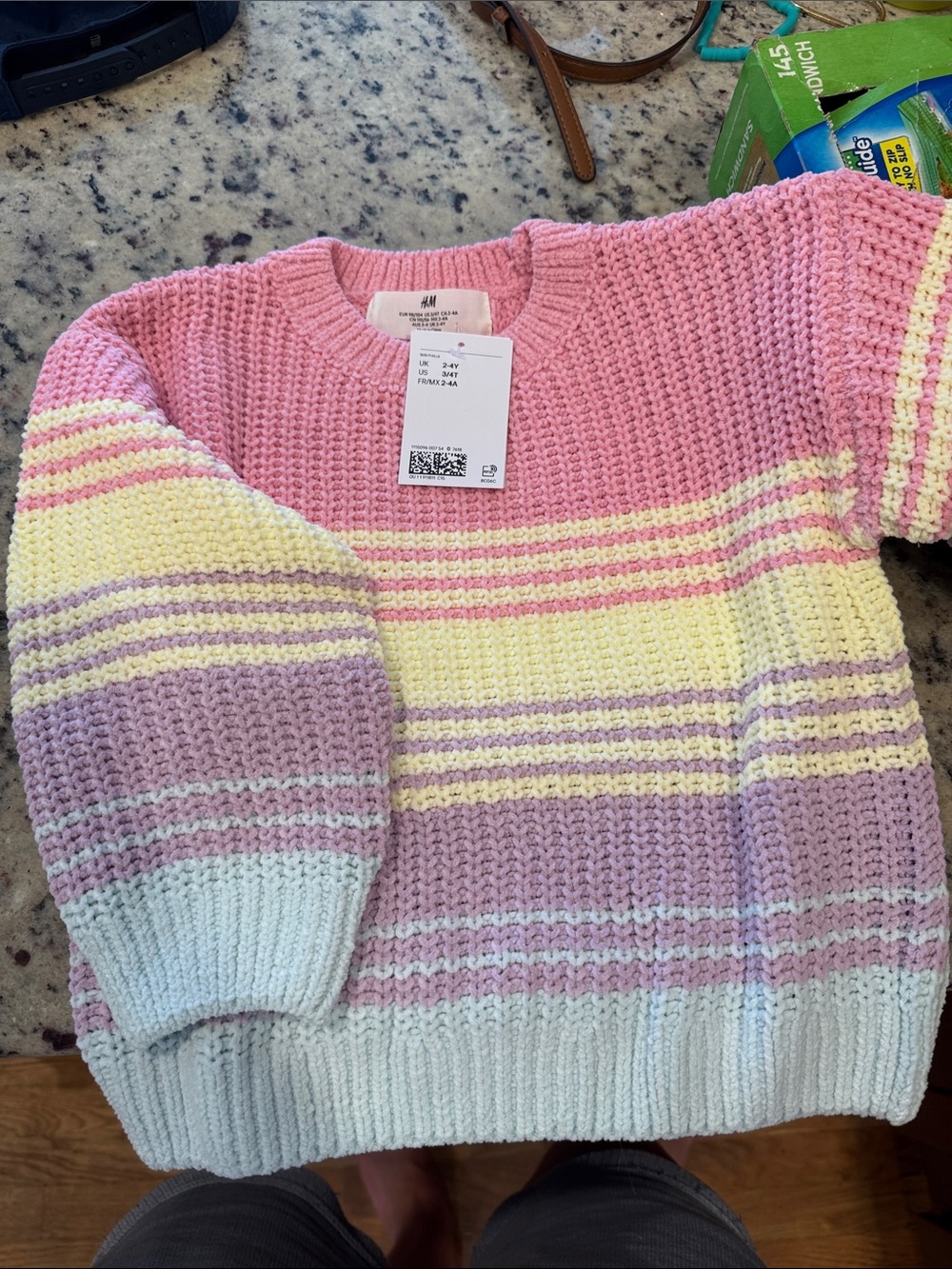 H&M Pastel kids Striped Crewneck Sweater - Pink, Yellow, Lilac, Cream